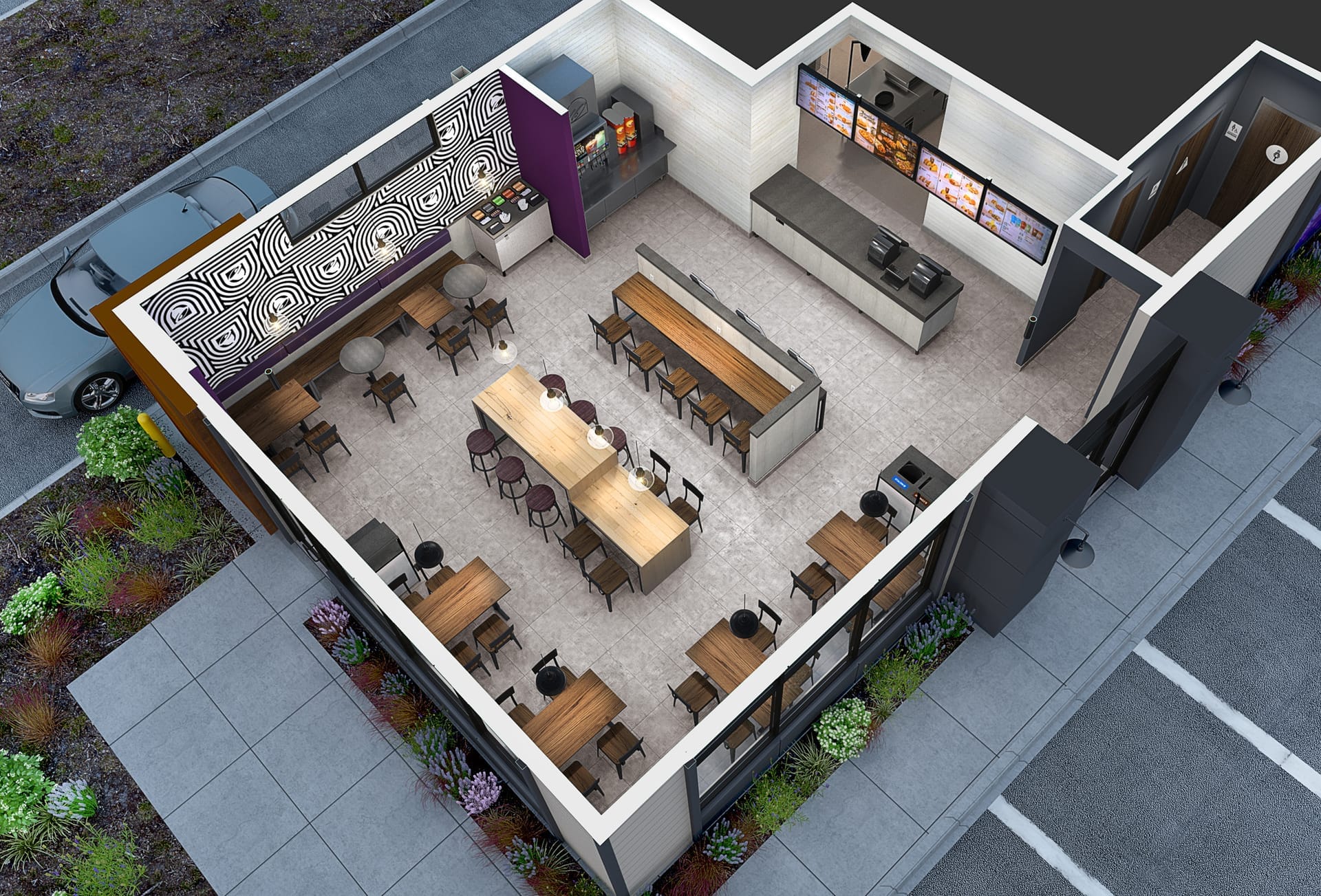 Fast-food interior design — modern QSR